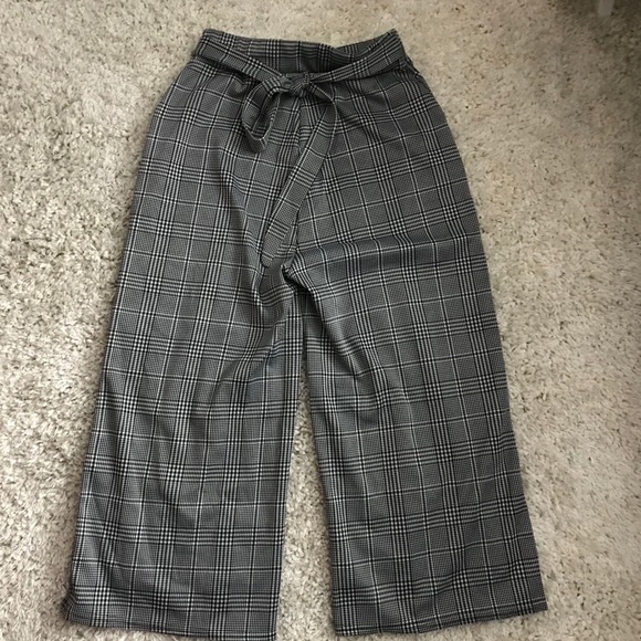 Black and white wide leg pants houndstooth plaid - Picture 1 of 2